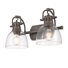 Golden 3602-BA2 RBZ-CLR - Yep by Golden Lighting Duncan 2-light Vanity in Rubbed Bronze and Clear Glass